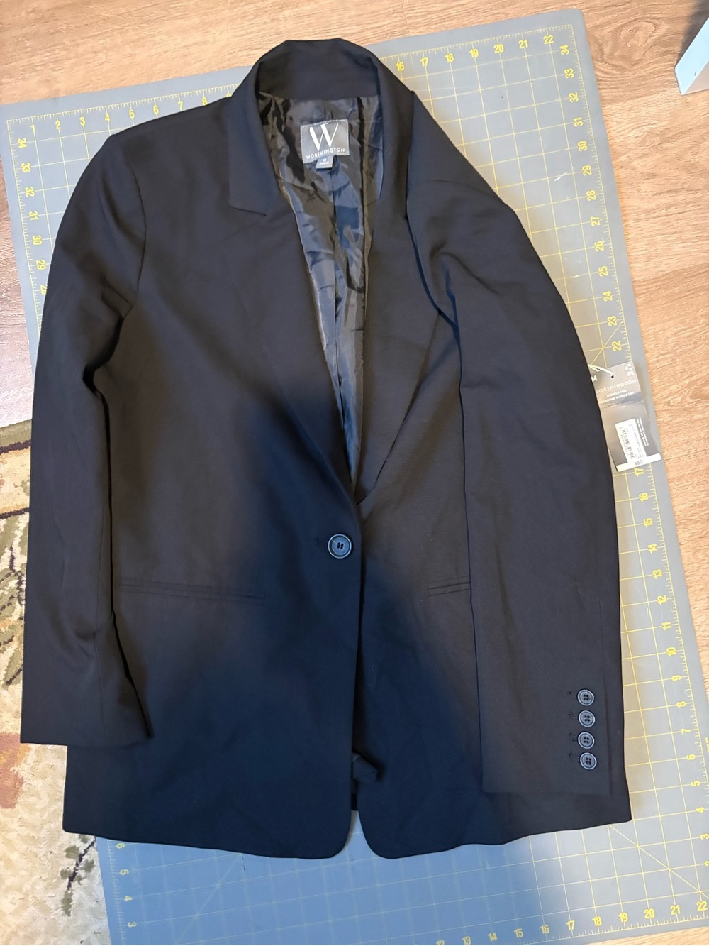 Worthington Black Single-Button Notch Lapel Blazer